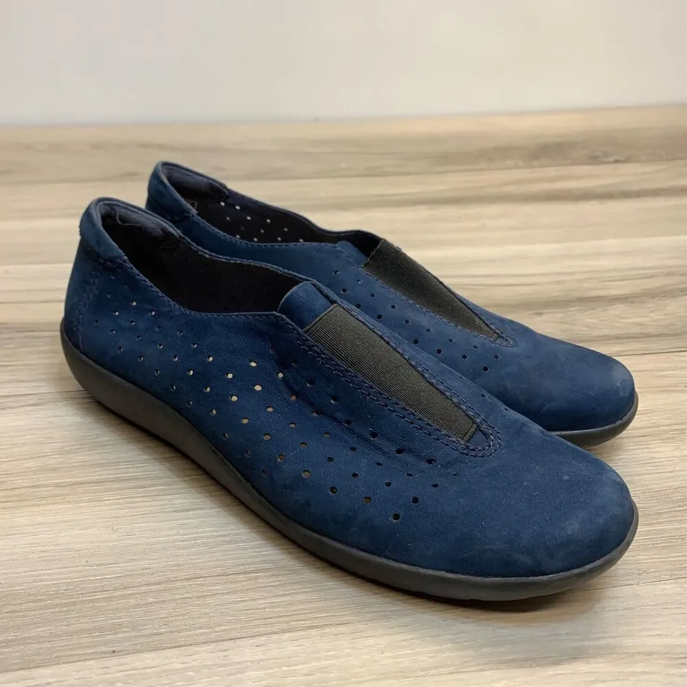 Clarks Soft Cushion Blue Nubuck Slip On Loafers Medora Gemma Women's‎ Shoes Sz 7